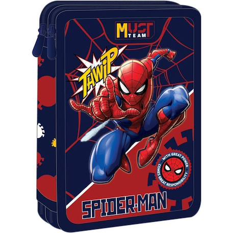 Fille-Accessoires-Trousse scolaire garnie spiderman avengers 2 compartiments 21 cm