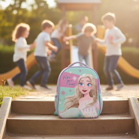 Sac à dos maternelle synthétique imprimé la reine des neiges elsa Blanc / violet / bleu 2 - vertbaudet enfant 