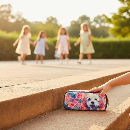 Trousse zip lot de 2 la boutique des toons love dog tie-dye – 23 cm Violet figue 2 - vertbaudet enfant 