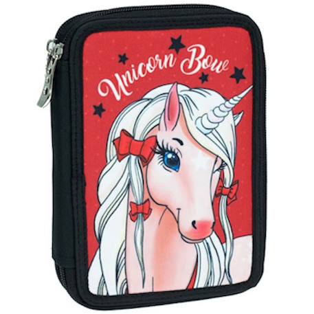 Trousse double zippée motif licorne en tissu back me up Rouge 1 - vertbaudet enfant 