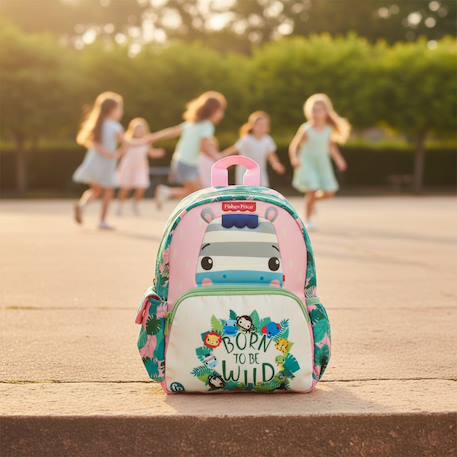 Sac à dos maternelle zèbre en tissu doux fisher-price Blanc / rose / clair 2 - vertbaudet enfant 