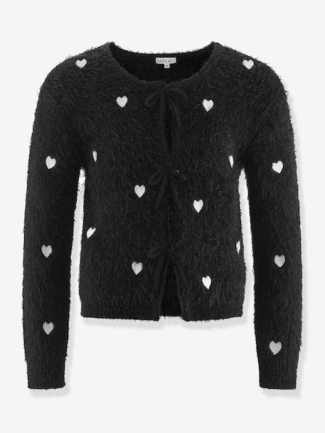 Cardigan avec cœurs fille Happy Girls noir 1 - vertbaudet enfant 
