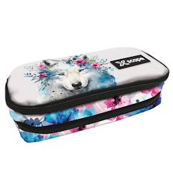 -Trousse à 2 compartiments zippés oroscab 23 cm motif floral lion