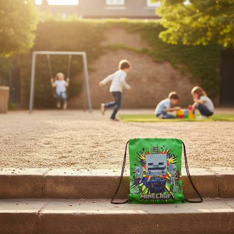 Sac à dos à ficelles minecraft skeleton – minecraft – 42 x 31 cm Vert 2 - vertbaudet enfant 