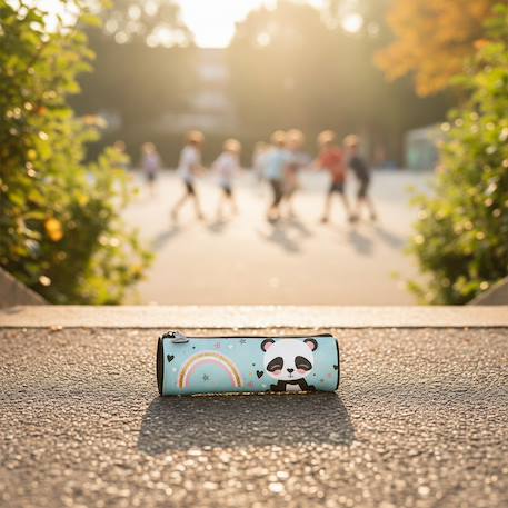 Trousse ronde paso panda en textile imprimé 21 cm Bleu / bleu / ciel / blanc 2 - vertbaudet enfant 