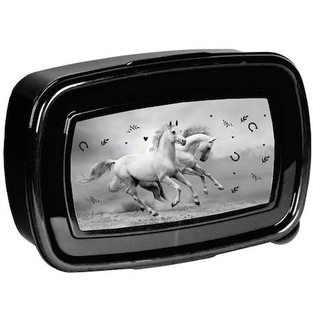 Boîte à goûter avec couvercle articulé 18 cm chevaux et Noir 1 - vertbaudet enfant 