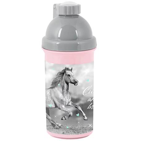 Gourde enfant en plastique motif cheval et – 18 cm Blanc / gris / clair 1 - vertbaudet enfant 