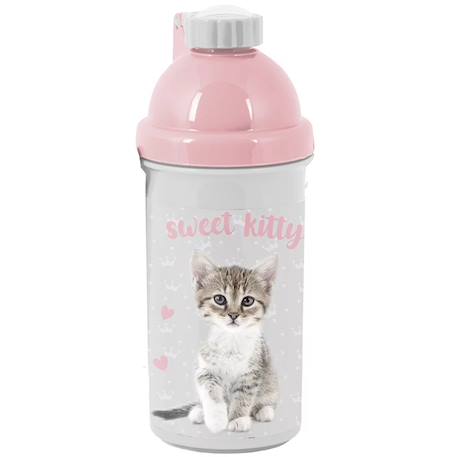 Gourde enfant en plastique motif chat sweet kitty – 18 cm Blanc / gris / clair 1 - vertbaudet enfant 