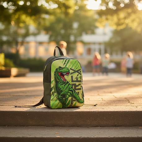 Sac à dos maternelle imprimé t-rex en textile Bleu / vert / clair / bleu 2 - vertbaudet enfant 
