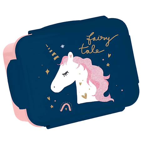 Boîte à goûter licorne en pvc rectangulaire avec couvercle 16 x 12 x 6,5 cm Noir / bleu / marine / gris 1 - vertbaudet enfant 