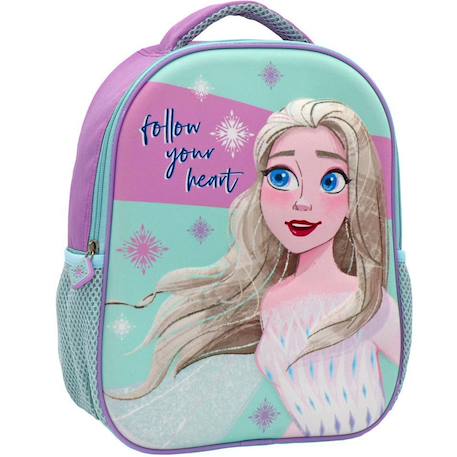 Sac à dos maternelle synthétique imprimé la reine des neiges elsa Blanc / violet / bleu 1 - vertbaudet enfant 