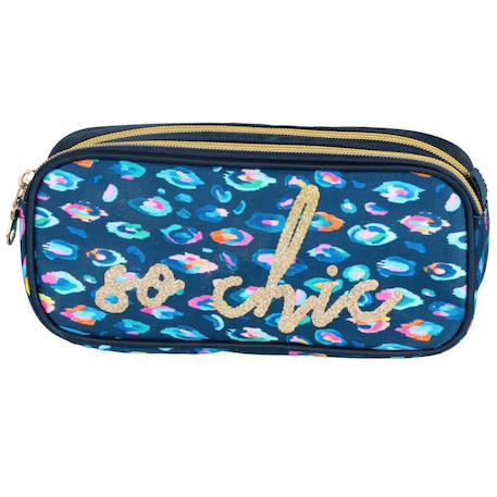 Fille-Accessoires-Trousse rectangulaire 2 compartiments 22 cm motifs dorés