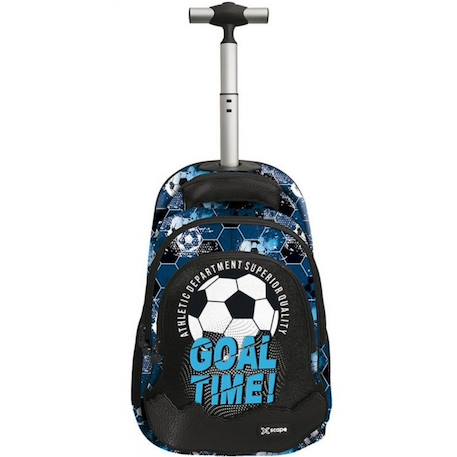 Sac à roulettes cmp motif football goal time 2 compartiments Bleu / noir / blanc 1 - vertbaudet enfant 