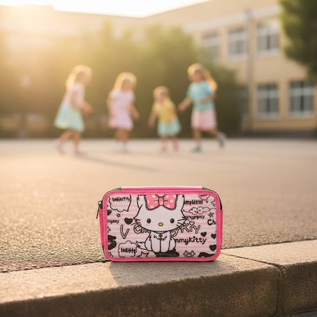 Trousse zip rectangulaire charmmy kitty gothique 18 cm à 2 compartiments Rose/bleu/vert 2 - vertbaudet enfant 
