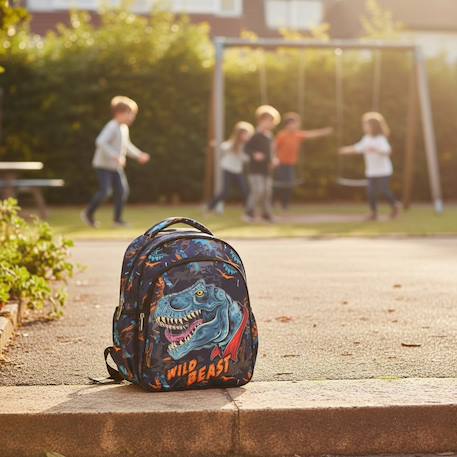 Sac à dos maternelle polyester imprimé dinosaure back me up Bleu marine 2 - vertbaudet enfant 