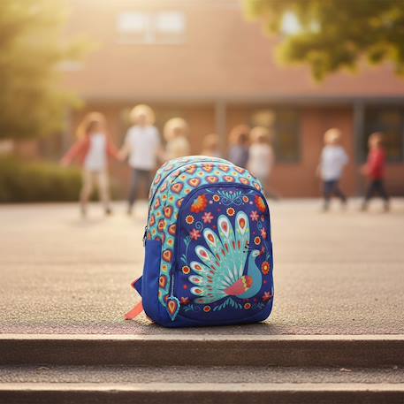 Sac à dos motif paon cmp en tissu synthétique Bleu / vert / clair / bleu 2 - vertbaudet enfant 