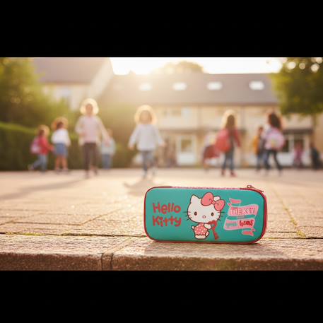 Trousse rectangulaire hello kitty 23 cm à 2 compartiments zippés Bleu / vert 2 - vertbaudet enfant 