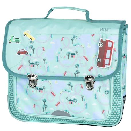 Fille-Accessoires-Cartable scolaire 38 cm à rabat 2 compartiments thème voitures