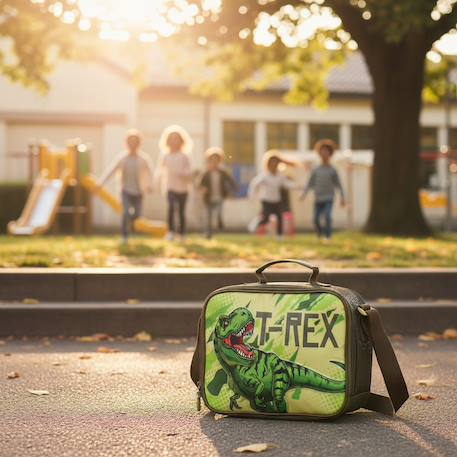 Sac repas isotherme dinosaure t-rex avec bandoulière Vert 2 - vertbaudet enfant 