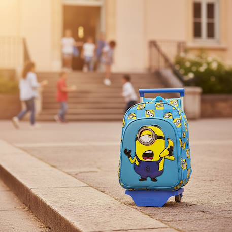 Sac à dos à roulettes maternelle minions banane 34 cm Bleu / jaune 2 - vertbaudet enfant 