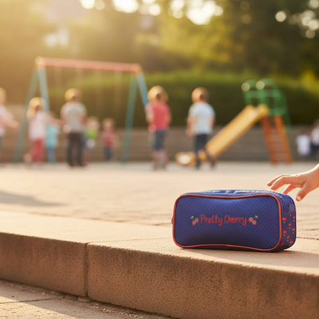 Trousse teo jasmin 2 compartiments rectangulaire 22 cm - road trip Blanc / rose / clair+Bleu 4 - vertbaudet enfant 