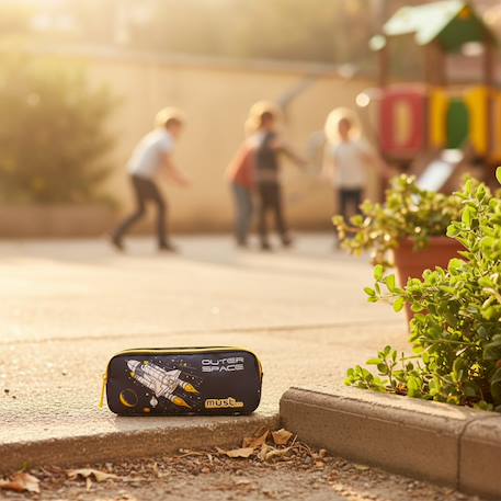 Trousse rectangulaire à fermeture zippée 21 cm 2 compartiments espace Jaune 2 - vertbaudet enfant 