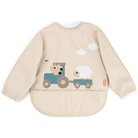 Bavoir à manches avec poche tiny farm Sable 1 - vertbaudet enfant 