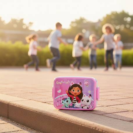 Boîte à goûter gabby et la maison magique en pvc – 16 x 13 x 5 cm Bleu / magenta / gris 2 - vertbaudet enfant 