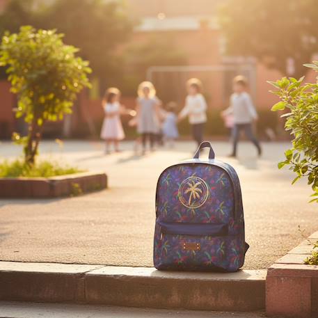 Sac à dos scolaire motif tropical ettavee 42 cm Bleu+Bleu / violet+Rose 2 - vertbaudet enfant 