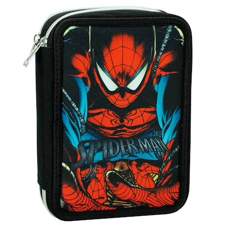 Trousse équipée spiderman shadow double compartiment 20 cm Noir / rouge / bleu 1 - vertbaudet enfant 