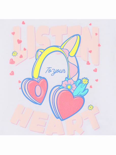 T-shirt fille à manches courtes Blanc 3 - vertbaudet enfant 