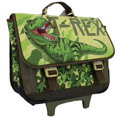 -Cartable à roulettes t-rex deux compartiments toile renforcée