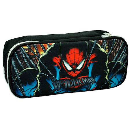 Fille-Accessoires-Trousse spiderman motif shadow en textile double zip