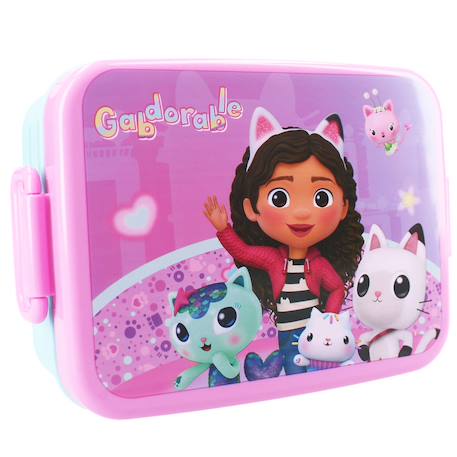 Boîte à goûter gabby et la maison magique en pvc – 16 x 13 x 5 cm Bleu / magenta / gris 1 - vertbaudet enfant 