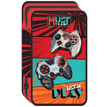Fille-Accessoires-Trousse à crayons triple compartiment lets play gaming – must team