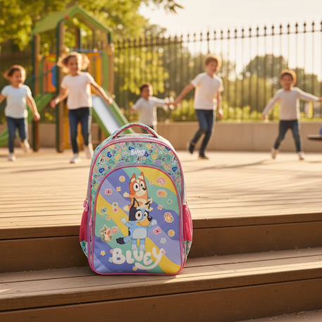 Sac à dos bluey 42 cm avec stickers - 2 compartiments - bleuie Bleu / rose / foncé / noir 2 - vertbaudet enfant 