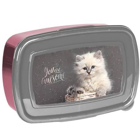 Boîte goûter rectangulaire en pvc nasa chat à fenêtre 18 x 11 x 6 cm Gris / rose / foncé / bleu 1 - vertbaudet enfant 