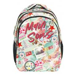 -Sac à dos imprimé plage 48 cm - 2 compartiments zippés - maui & sons