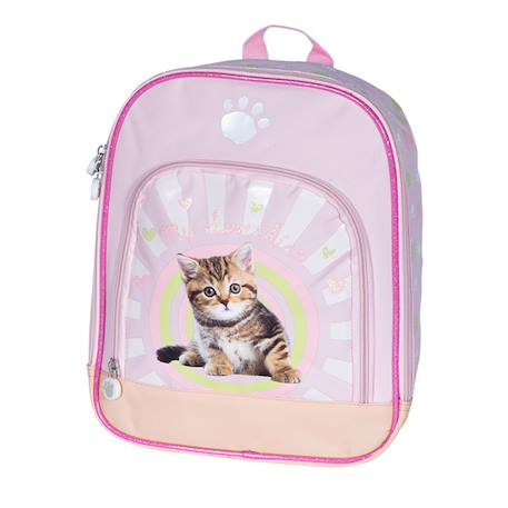 Fille-Accessoires-Sac à dos imprimé chiot en tissu synthétique avec piping pailleté kidabord