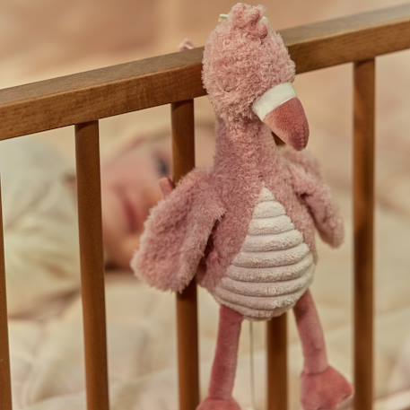 Peluche musicale à suspendre flamant rose safari friends Rose, blanc cassé 5 - vertbaudet enfant 