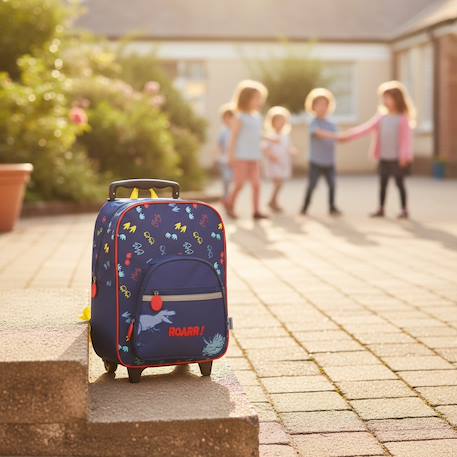 Sac à dos à roulettes imprimé dinosaures en textile Bleu 2 - vertbaudet enfant 