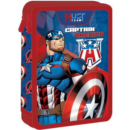 Trousse double avengers captain america 2 compartiments Rouge/argent 1 - vertbaudet enfant 
