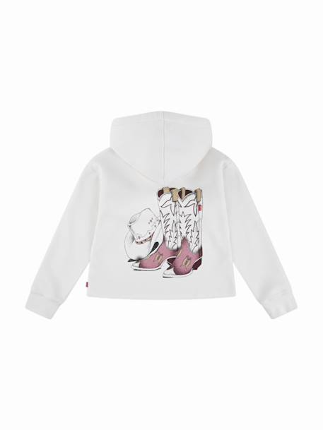 Sweat à capuche Blanc cassé 2 - vertbaudet enfant 