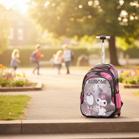 Sac à dos à roulettes kuromi 44 cm à poches zippées Noir / gris / anthracite / gris 2 - vertbaudet enfant 