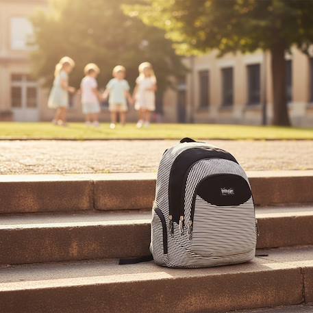 Sac à dos cmp street toile rayée horizontale 46 cm – 2 compartiments Blanc / bleu / marine 2 - vertbaudet enfant 