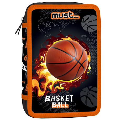 Trousse zippée textile motif basketball enflammé nba basket usa Noir / orange 1 - vertbaudet enfant 