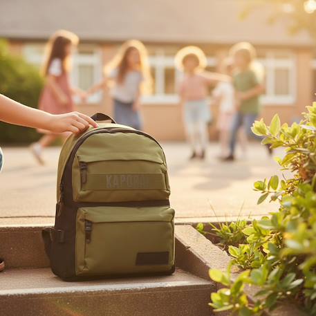Sac à dos scolaire 2 compartiments kaporal en toile 42 cm Noir / vert 2 - vertbaudet enfant 