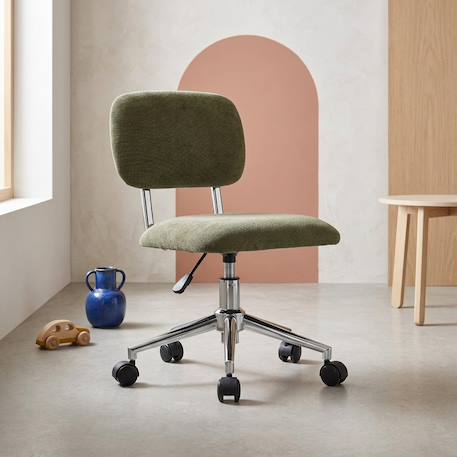 Chaise de bureau enfant à roulettes ajustable tissu chenille - amory kid Beige+Bleu+Kaki 11 - vertbaudet enfant 