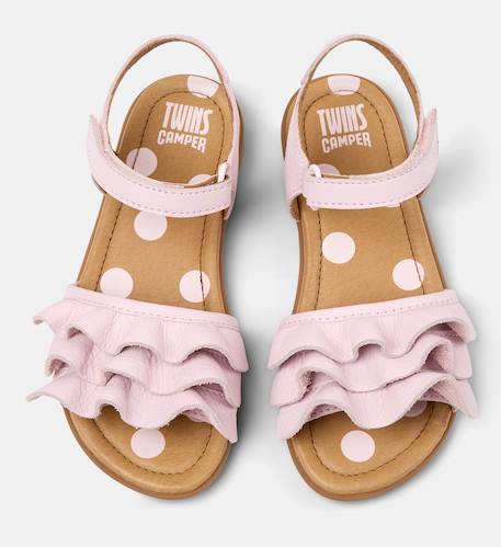 Sandales fille cuir RIGHT KIDS TWINS Blanc naturel+Rose pastel 8 - vertbaudet enfant 