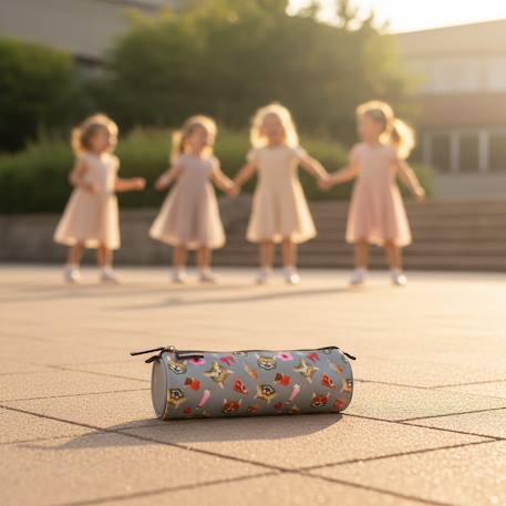Trousse ronde newmoji chats – 22 cm zippée – 1 compartiment newmoji Gris 2 - vertbaudet enfant 